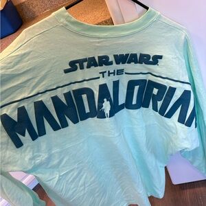 Disney Star Wars The Mandalorian Mint Green Long-Sleeve Tee with Navy Graphic